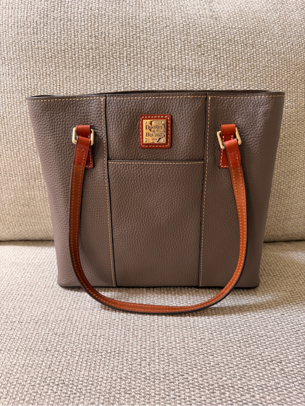 Dooney & Bourke Lexington Large Tote Pebble Grain Leather Elephant Gray